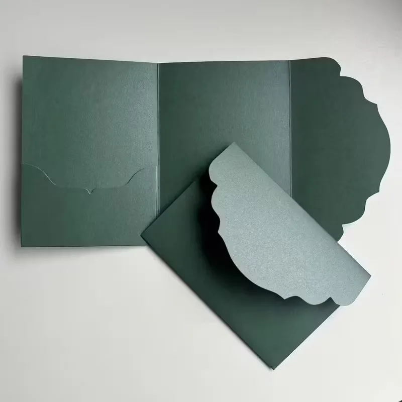 

30 шт./лот, трехслойные конверты зеленого цвета 18x13 см для свадебных приглашений, открыток, подарочных коробок, упаковки, хранения, высококачественная бумага 250 г/м²