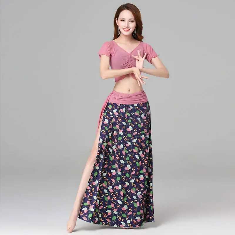 

New Belly Dance Practice Clothing New Sexy Printed Long Skirt Set Women's Dance Skirt Table Performance Clothing