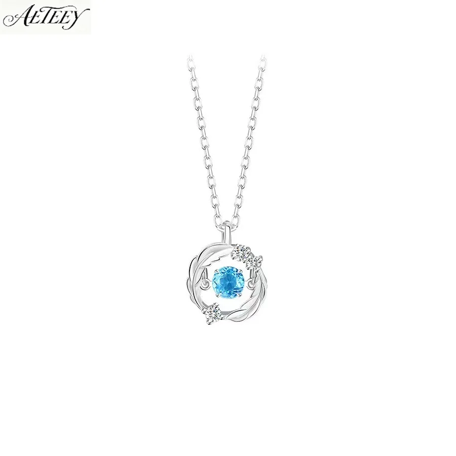 S999 Pure Silver Feather Heart Moonstone Necklace Niche Light Luxury Women Clavicle Chain