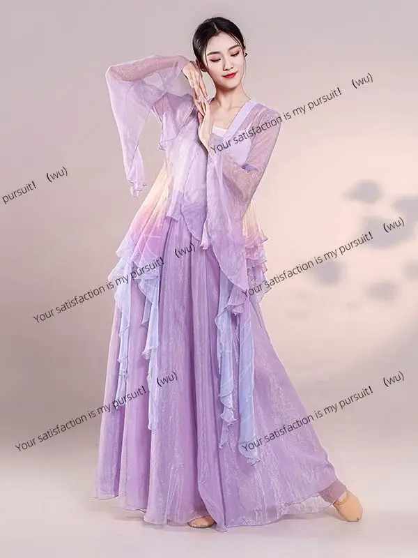 

ZOCI-Элегантный классический женский танцевальный комплект, подвеска для тела, бабочка, постепенное изменение, шифон, платье