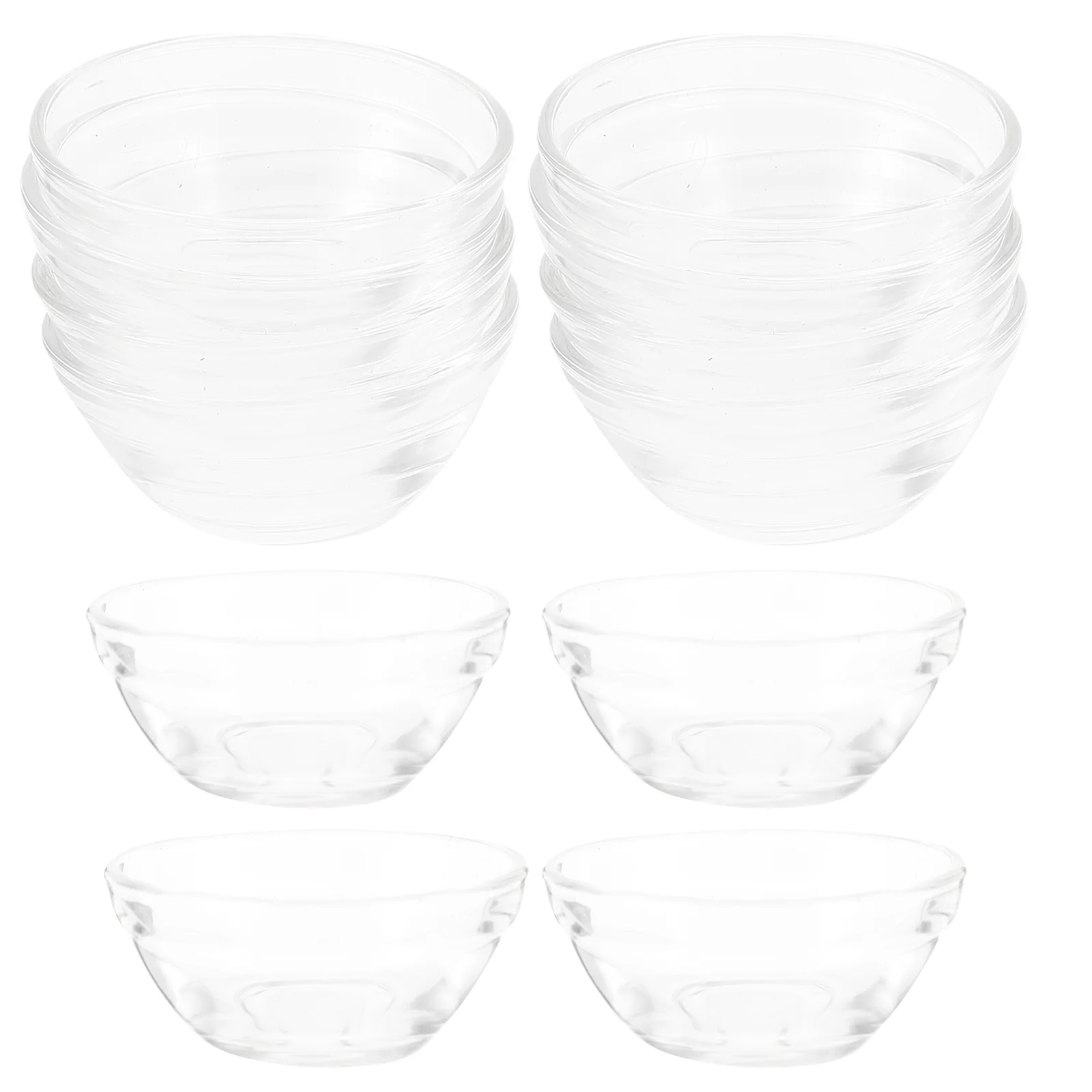 12 Pcs Pudding Bowl Cereal Stackable Clear Food Containers with Lids Kitchen Sauce Household Glass Dessert Mold Cake