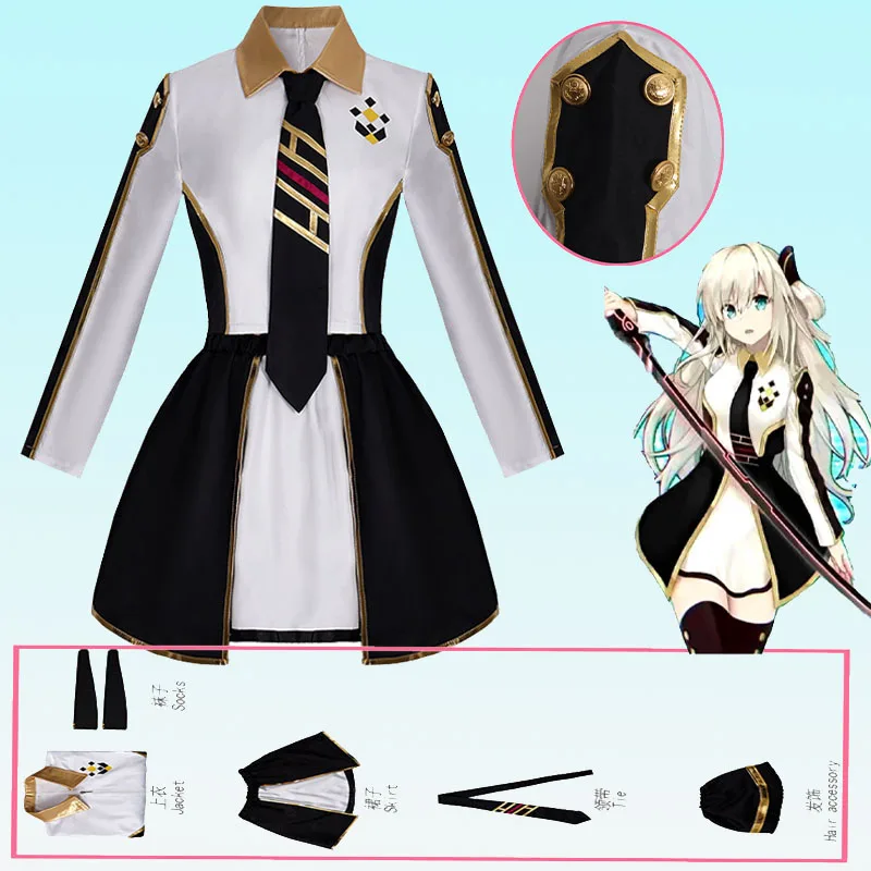 Anime Damski Kostium Cosplay Strój Sky Striker Ace Raye Sukienka Maid Uniform Halloween Boże Narodzenie
