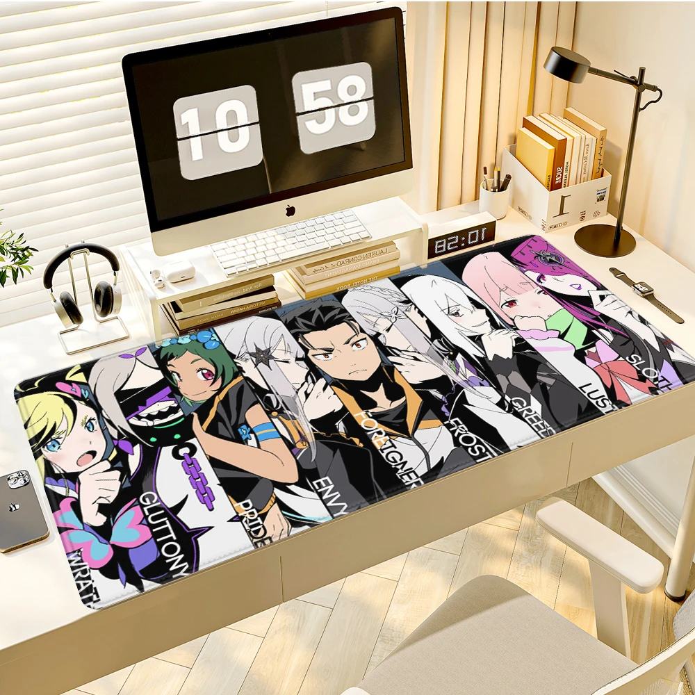 

HYBXAXC R-RE ZERO Mouse Pad Keyboard Desk Mats, Kawai Rubber, Non-Slip Desk Mat, XXL 90x40cm 80x40cm 100x50cm MousePad