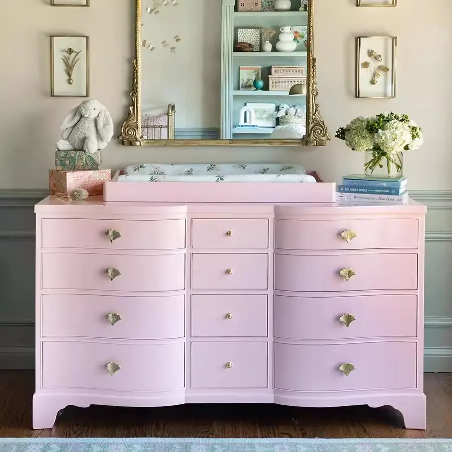 

French solid wood pink multi-functional locker, bedside storage, living room simple cabinet