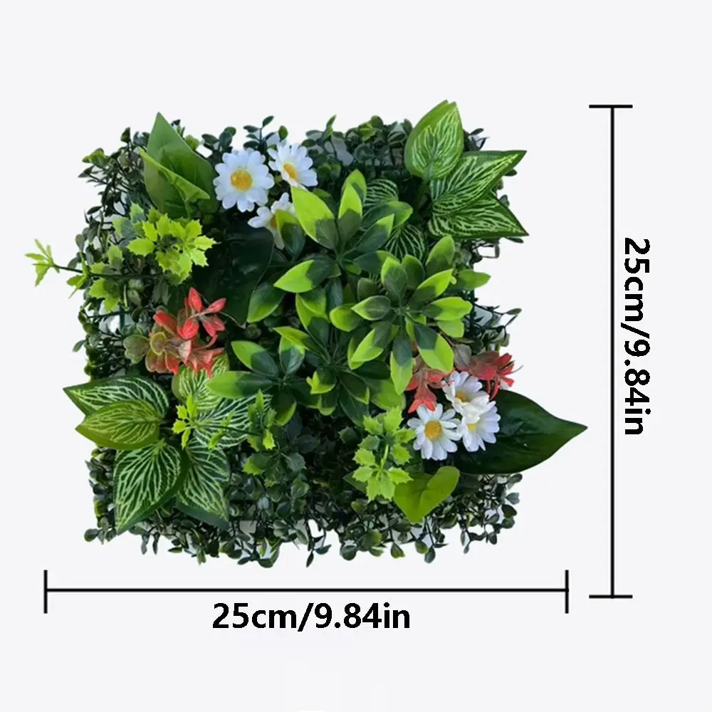 لوحة حائط للنباتات الاصطناعية ذاتية الصنع زهرة عباد الشمس محاكاة ورقة نبات القيقب الحياة الأبدية لا سقي حصيرة العشب الأخضر المزيفة #5