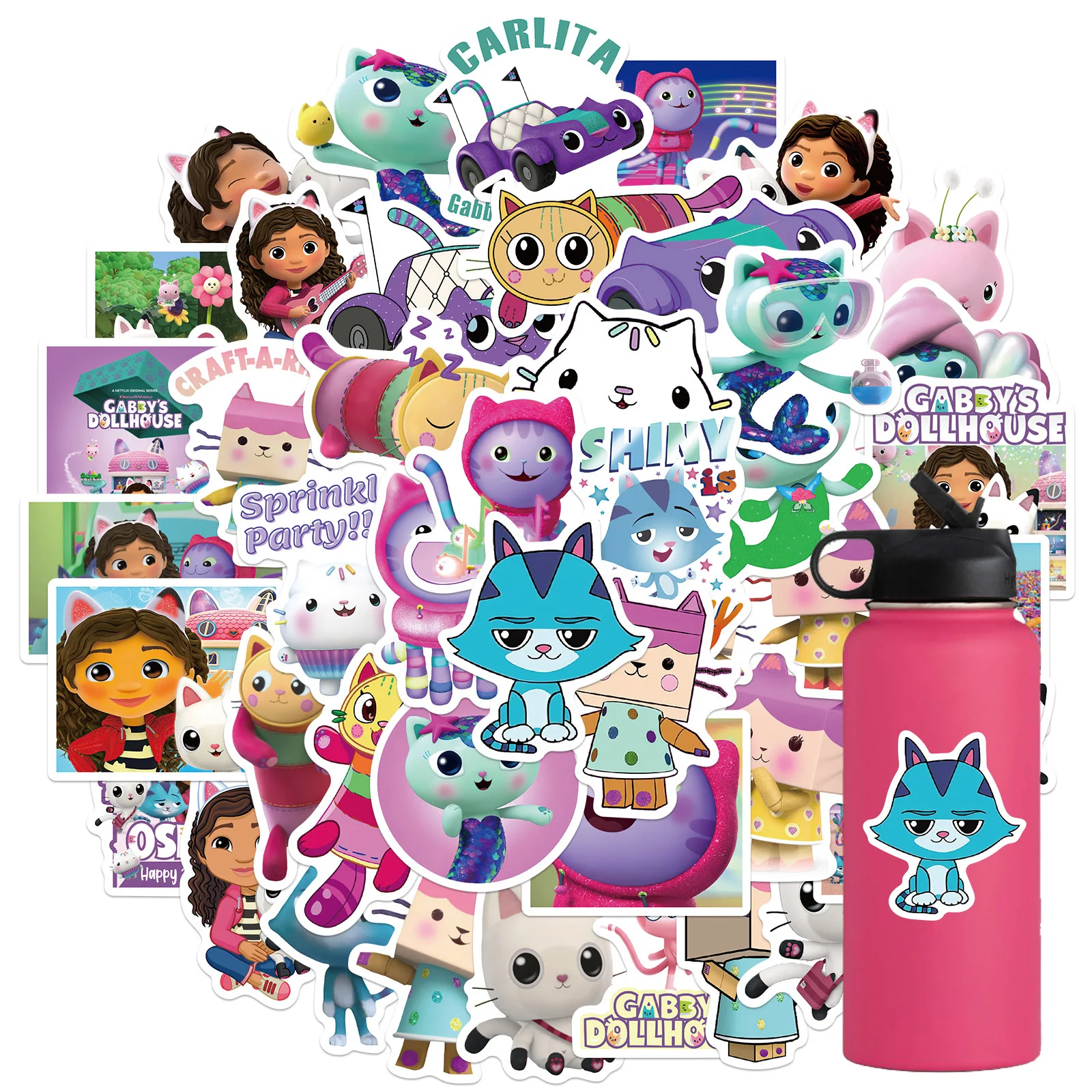 50PCS Cartoon Gabby Poppenhuis Stickers Kawaii Leuke Waterdichte Laptop Gitaar Boek Bagage Graffiti Anime Sticker Pack Kinderen Speelgoed