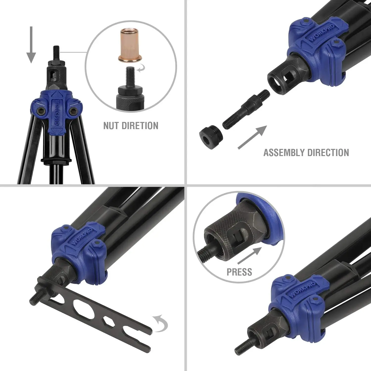 79-Piece Rivet Nut Tool Kit with Metric & SAE Mandrels - High Leverage 15" Riveter for Metal, Wood, Furniture