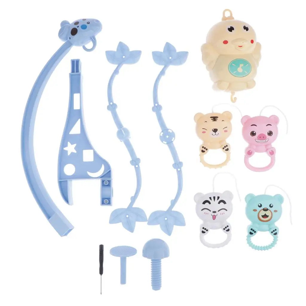 Infant Rotating Crib Bell with Multifunction Story Music Box and Rattles Toy for Baby Sensory Play