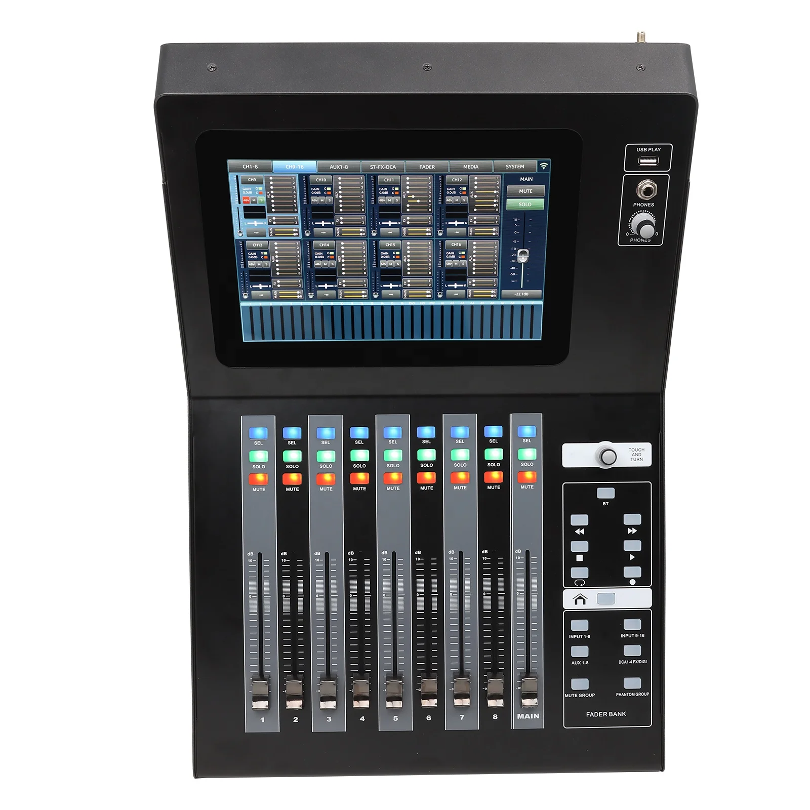 GOFEDA GOX-DMI3 Professional Digital Rack Mixer 16 Channels Metal Input Console with Bluetooth AUX Recording