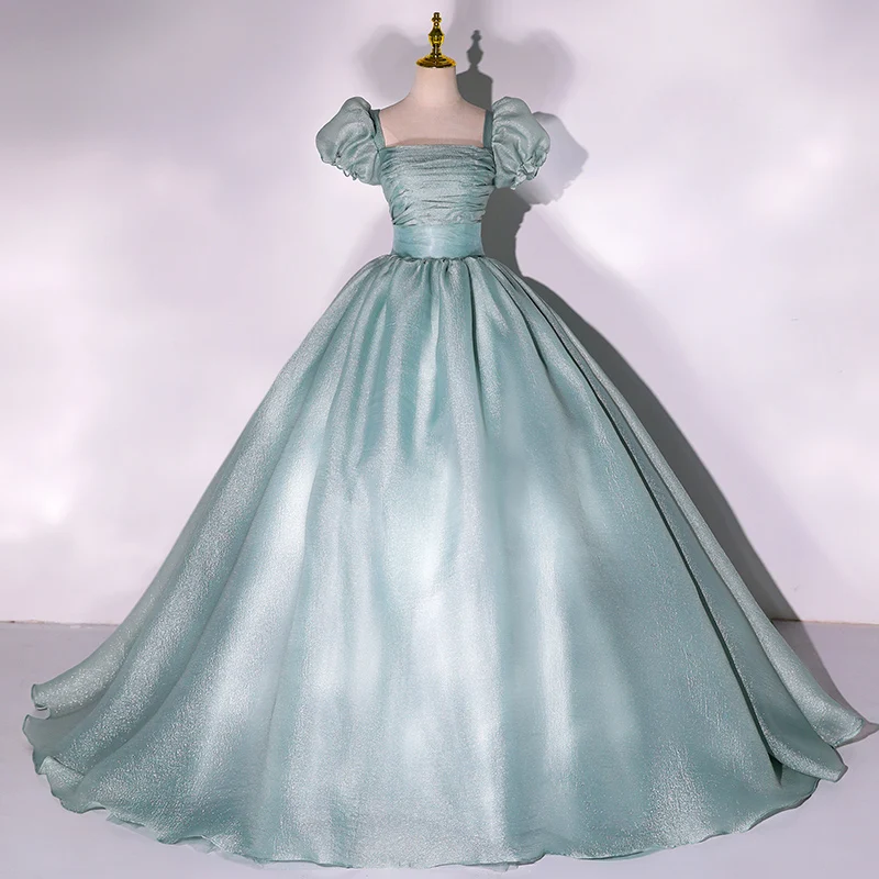 Klassieke Elegante Quinceanera Jurken Nieuwe Vintage Mono Colour Baljurken Eenvoudige Korte Mouwen Tot Op De Grond Plooi Vestido De Festa