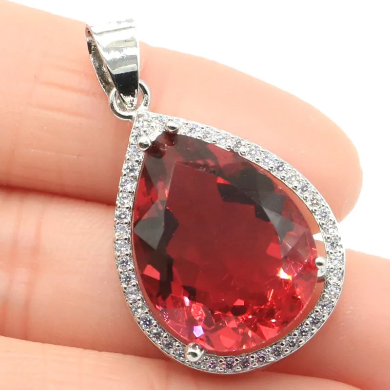 Buy 5 Get 1 Free 32x19mm Jzaza Big Gemstone Pink Tourmaline Aquamarine Violet Tanzanite Rainbow Mysitc Topaz Silver Pendant