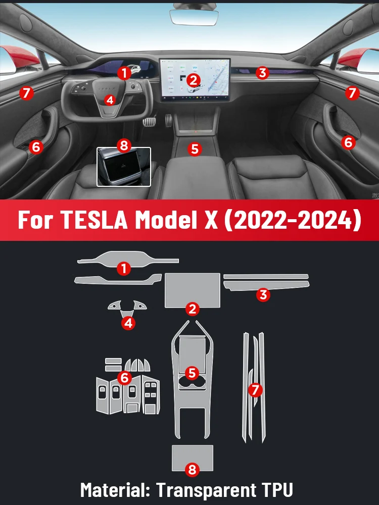 Anti-scratch Car Interior Center Console Media Dashboard Navigation TPU Protector Film For TESLA MODEL X 2022-2024 Sticker