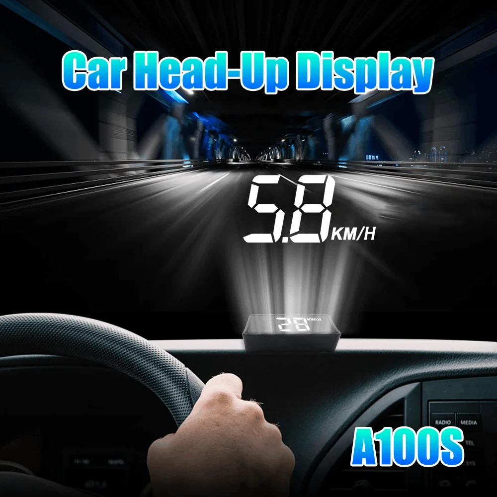 حديثا سيارة HUD رئيس يصل العرض A100s Obd2 II EUOBD نظام تحذير السرعة الزائدة العارض الزجاج الأمامي السيارات الإلكترونية الجهد إنذار