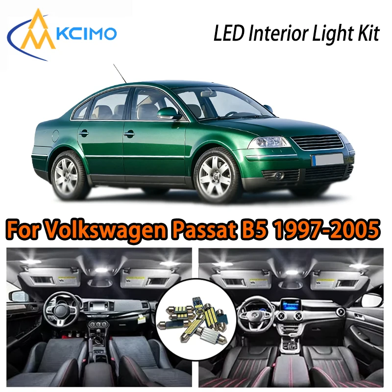 

Amazing With LED Lights For Volkswagen Passat B5 Sedan 1997-2005, White Ice Blue Two Colors Super Bright Interior Kit