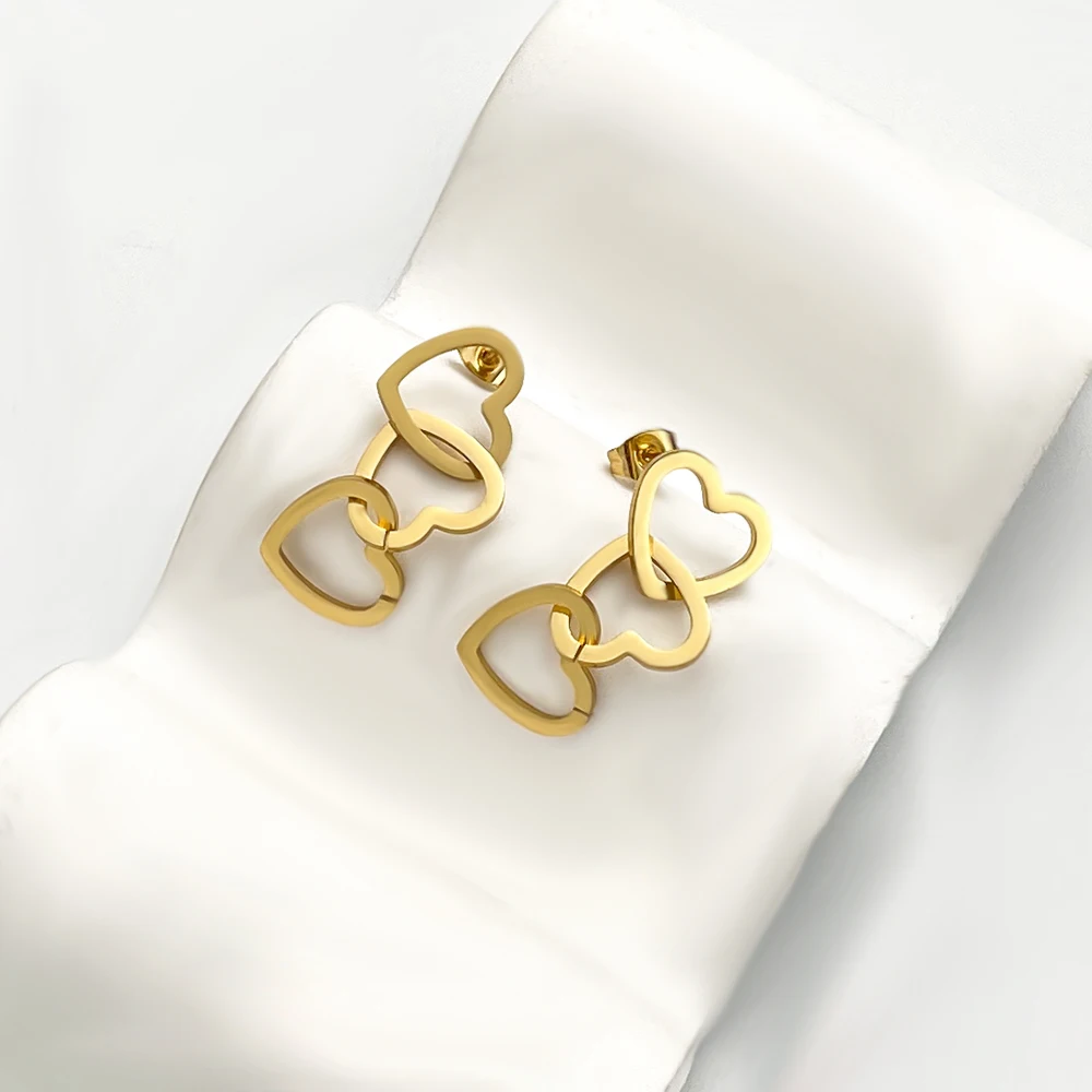 Stainless Steel Elegant Hollow Heart Shaped Women's Earrings Fashionable Minimalist Jewelry Suitable for Daily Wear