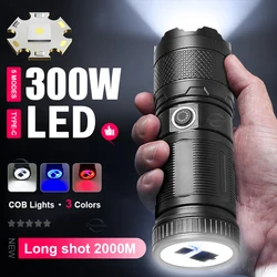 High Power Led Flashlights Built 7200mAh Battery Ultra Powerful Laser LED Torch Rechargeable Tactical Flashlight Outdoor Lantern