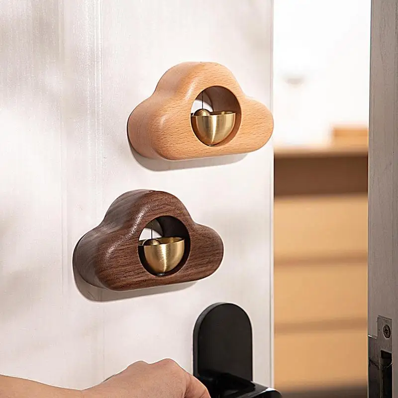 

Bell For Door Opening Wooden Cloud-Shaped Entry Alert Chime Doorbell Chime Decorative Wind Chime Alerts Business When Entering