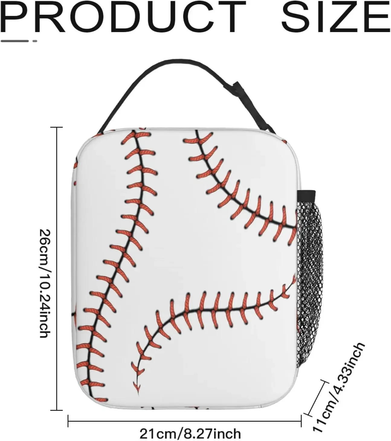 Baseball Lunch Bag for Women Men Insulated Reusable Lunch Box for Work School Picnic Portable Thermal Cooler Bento Tote Bag