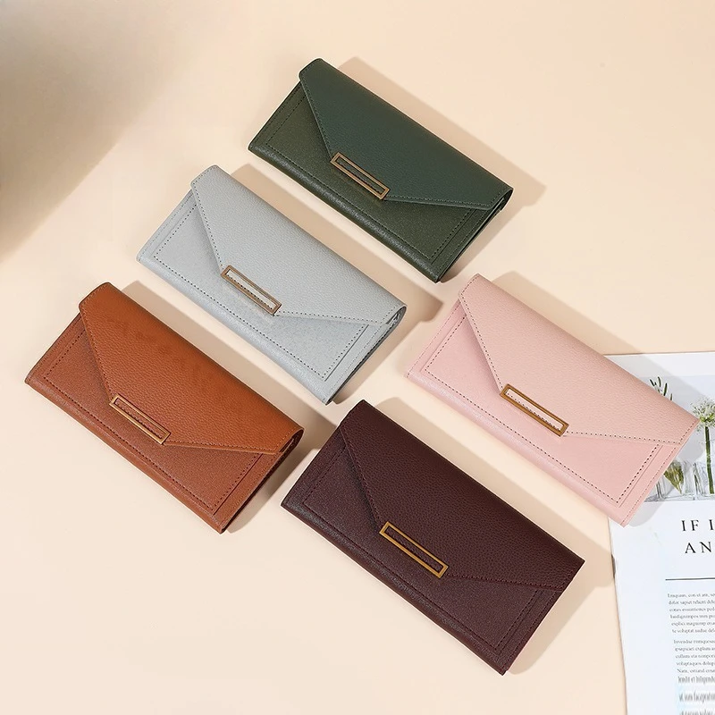 

New Korean Style Slim Card Wallet for Women Fashionable Retro Mini Multi-Function Organizer with Buckle Thin Foldable Coin Purse