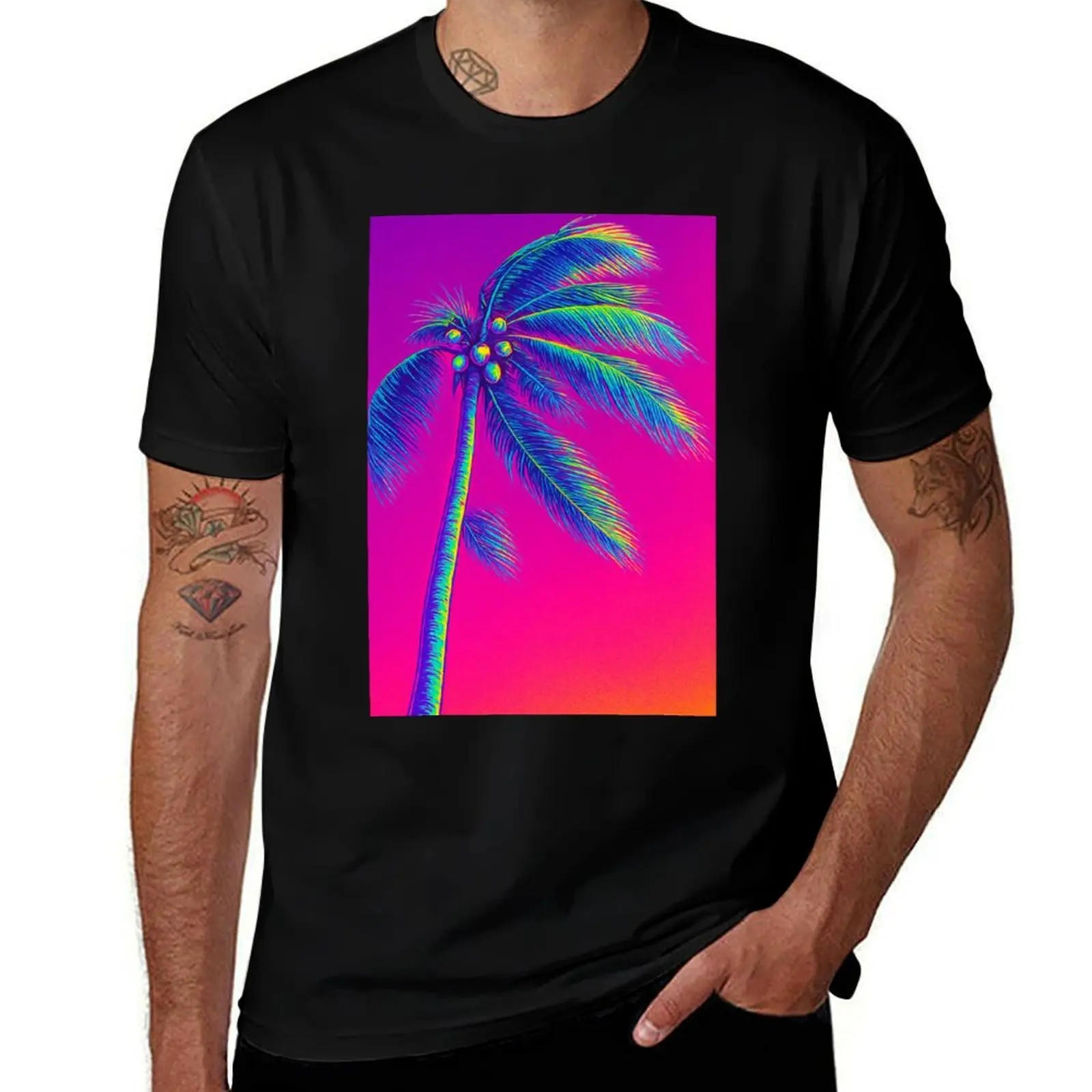 

Neon Palm Tree in Retro Sunset T-Shirt vintage clothes valentines boutique clothes clothes for men