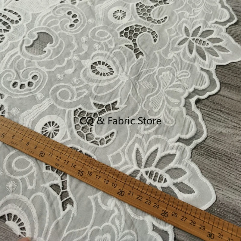 Off White Cotton Lace Fabric For Women, Making Skirt Clothing, Wedding Dress Fabric, DIY Women's Embroidery, Hollow Cloth