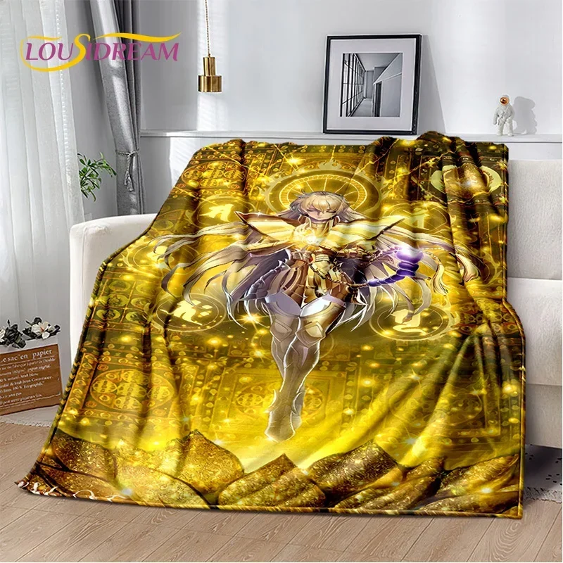 Manta de franela suave de dibujos animados Saint Seiya 3D Retro para camas, dormitorio, sofá, Picnic, manta para cubrir, ocio al aire libre, regalo de siesta