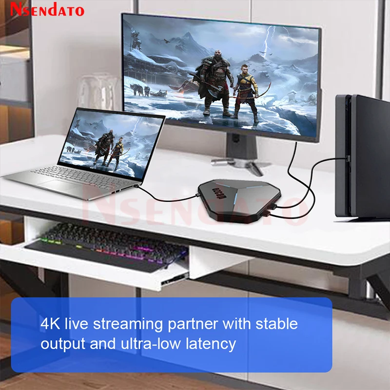 Ezcap368 GameDock Extreme Duo 4K p60 HDMI DP USB3.2 لعبة الصوت والفيديو التقاط بطاقة المنتزع لـ VRR Pass-Through للكمبيوتر الشخصي Xbox PS5