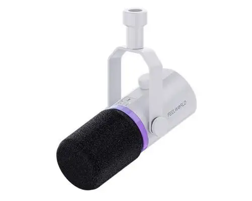 FEELWORLD PM1-W White XLR/USB Dynamic Microphone for Podcasting Recording Gaming Live Streaming