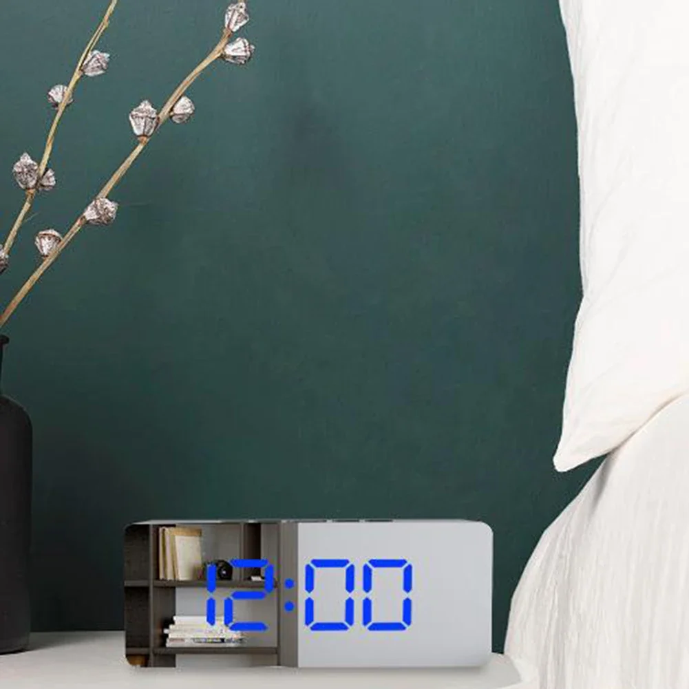 Charging Alarm Clock Alarm Clock 14.5*4.3*7.8cm LED Mirror Display Night Mode White/blue/green/red/black 1 Set