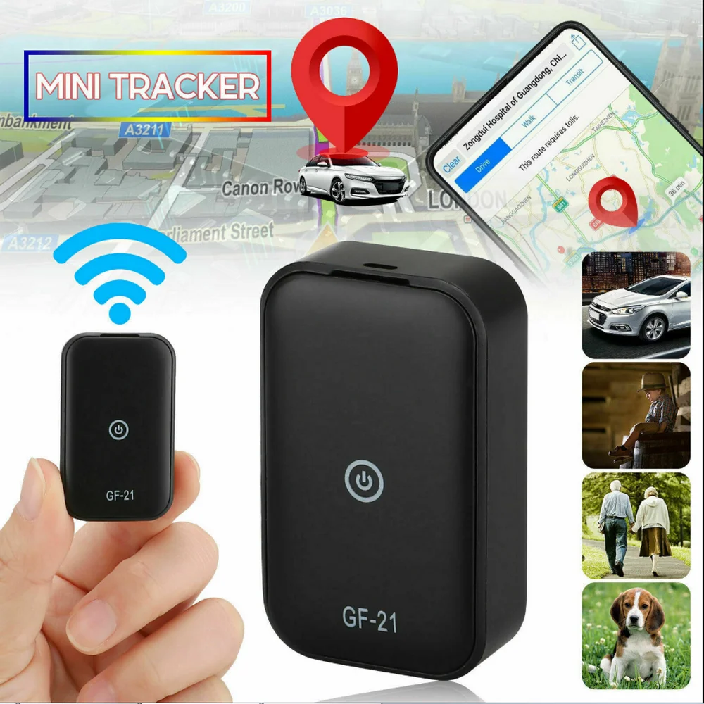 mini gps rastreador de carro em tempo real controle de voz localizador de gravacao microfone hd wifi lbs gps pos dispositivo anti perdido gf21 01