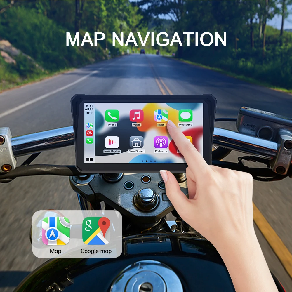 6 بوصة المحمولة دراجة نارية DVR لتحديد المواقع والملاحة IPX8 شاشة LCD مقاومة للماء ل CarPlay اللاسلكية أندرويد السيارات مشغل وسائط متعددة