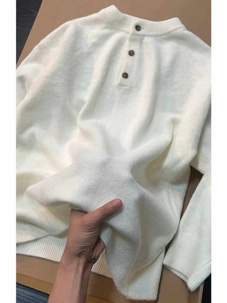 

Утепленная мужская трикотажная кофта в американском стиле с воротником Хенри, зимняя, для создания эффекта многослойности, винтажный стиль, базовый слой