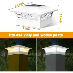 Solar Powered Fence Post Cap Light, Outdoor IP44 Waterproof Deck Lights, 4x4 Postes de madeira, Patio Garden Decor
