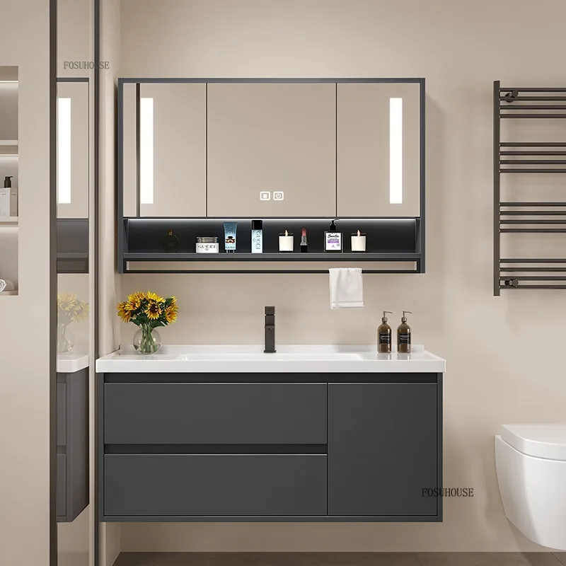 

Modern Smart Bathroom Ceramic Sink Toilet Vanity with Luxury Bathroom Mirror Vanities Bathroom Storage Cabinet Home Furniture