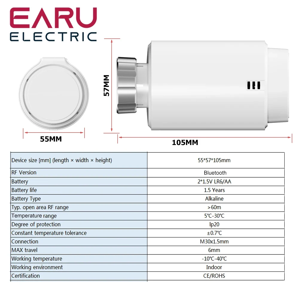 Tuya-actuador de radiador inteligente con Bluetooth, termostato programable TRV, válvula de radiador, controlador de temperatura remoto, compatible con Alexa