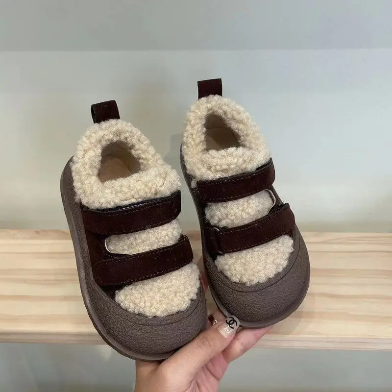 Botas de felpa para bebé y niña, zapatos cálidos informales de suela suave, botines de invierno