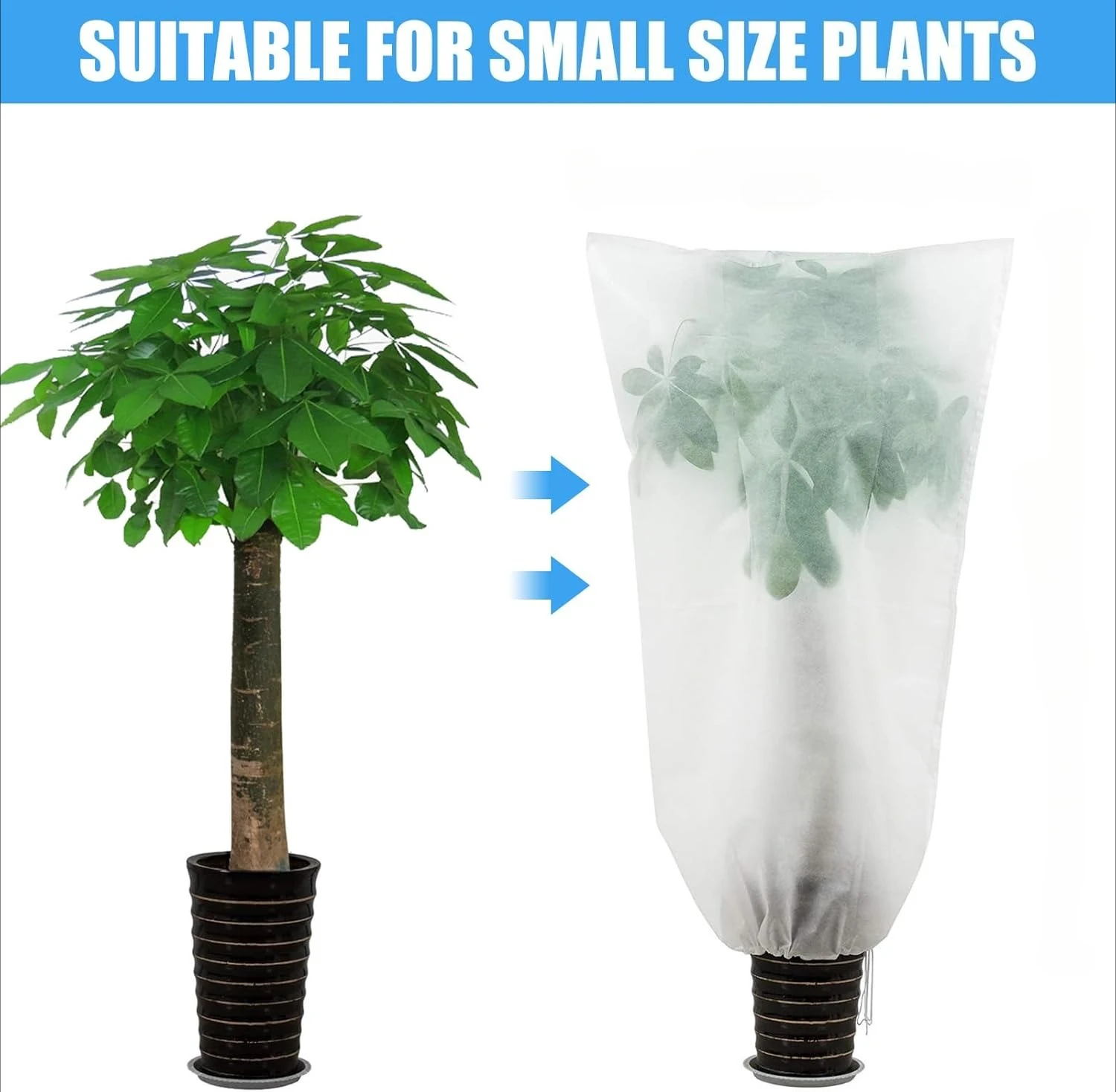 الشتاء غطاء النبات حقيبة حماية من التجميد مع سحاب الرباط الصقيع القماش قابلة لإعادة الاستخدام شجرة الفاكهة مكافحة الطيور الحشرات الوقاية حقيبة #3