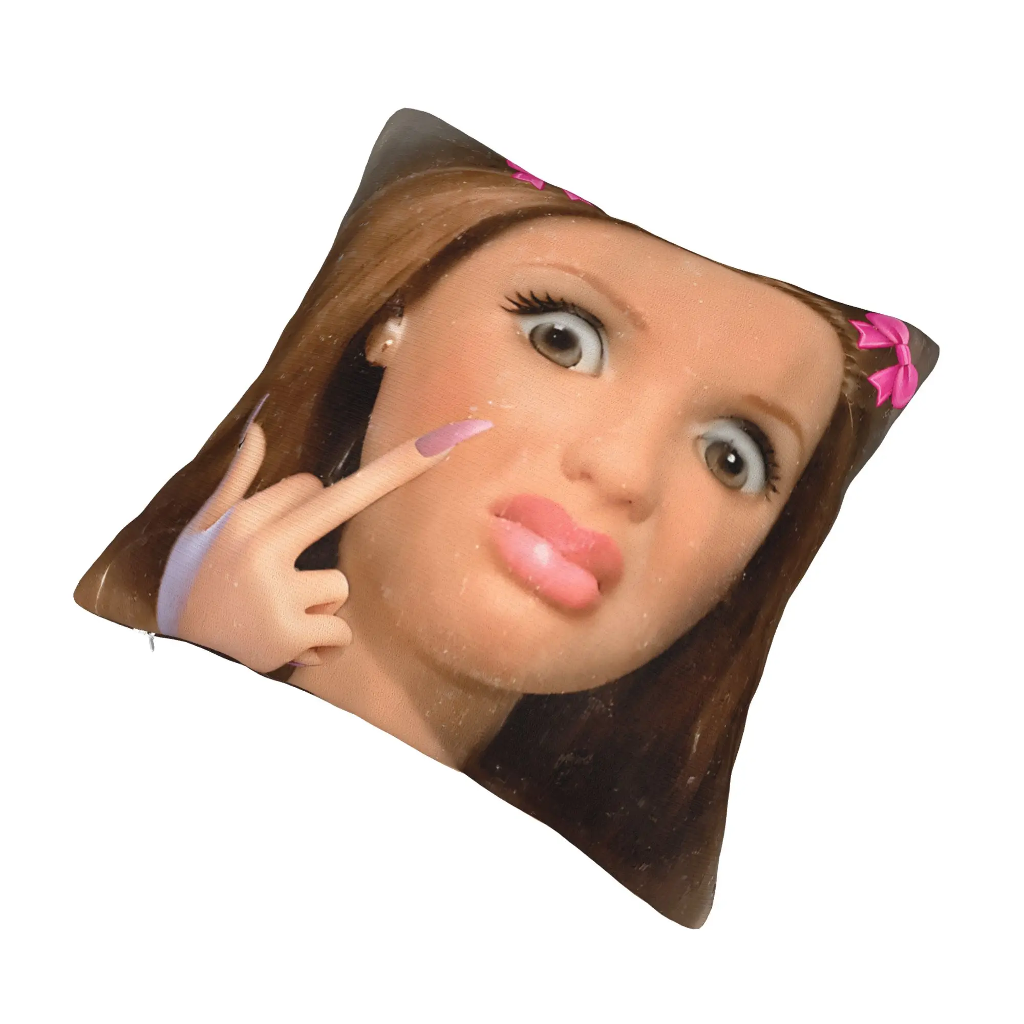 Decorative Pillow Cover Disgusted Face Meme Doll Babe Stuff Home  Pillow Case Cover Square Style Multi Size