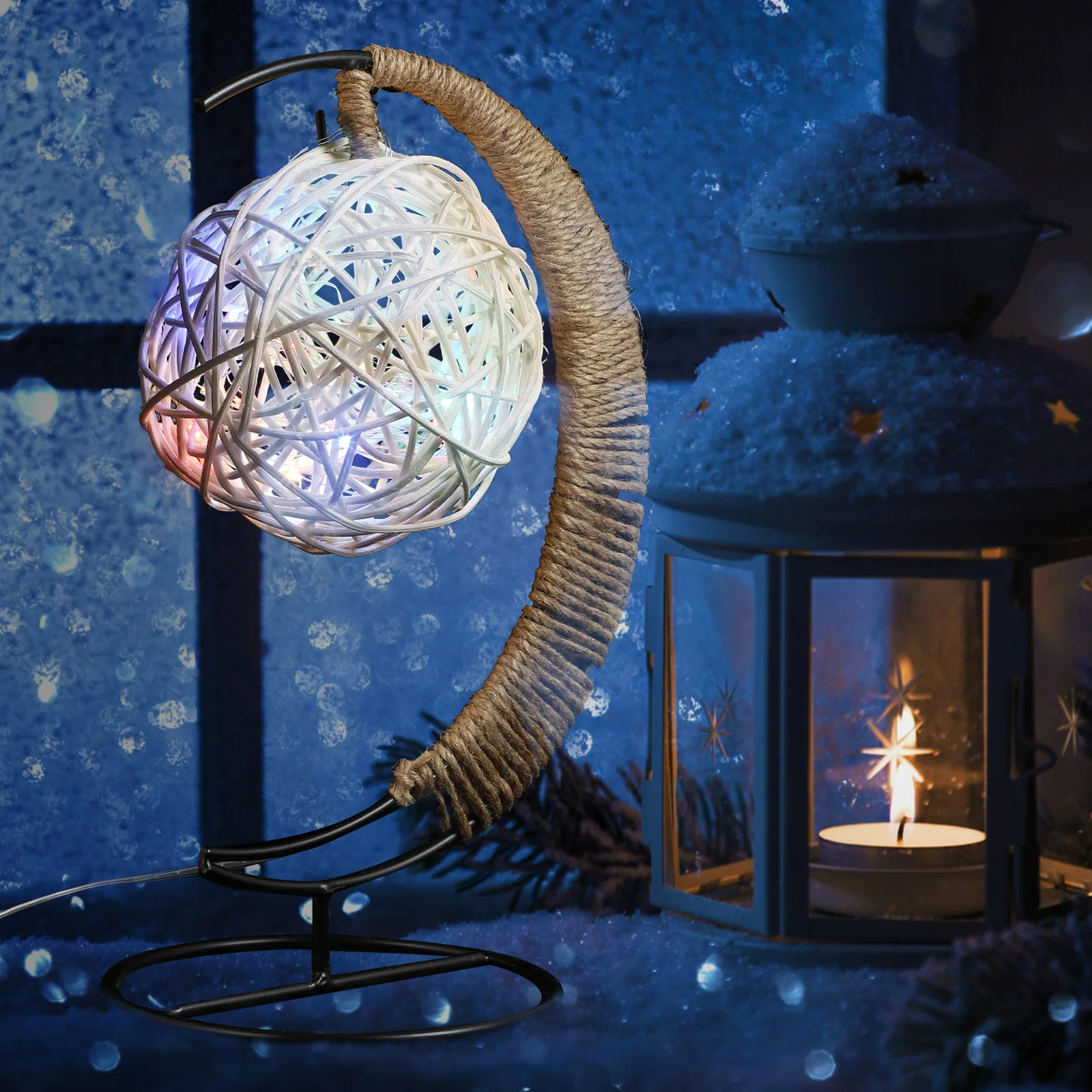 

Rattan Ball Warm Lighting Bedroom Decorative Night Aesthetic Night Light Light Table Lamp boho lamp night light