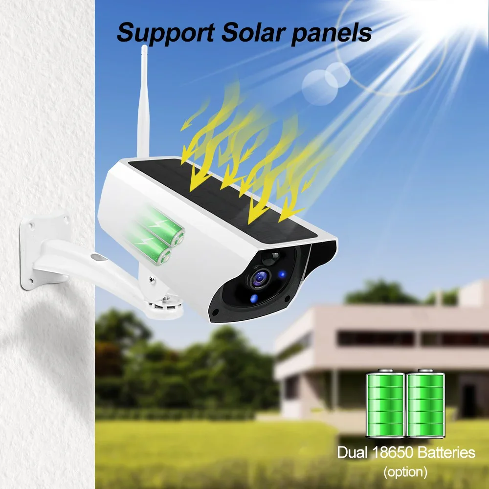 Wireless Solar Bullet Camera Outdoor WiFi 1080P 4x Zoom CCTV Surveillance IP Cam Home Security Protection Battery PIR Detection