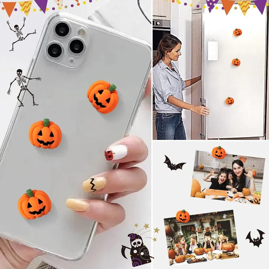 10-20Pcs Halloween Resin Ghost Pumpkin Miniatures Mini Flatback Charms Pumpkin Halloween Party Table Scatter Decor DIY Crafts