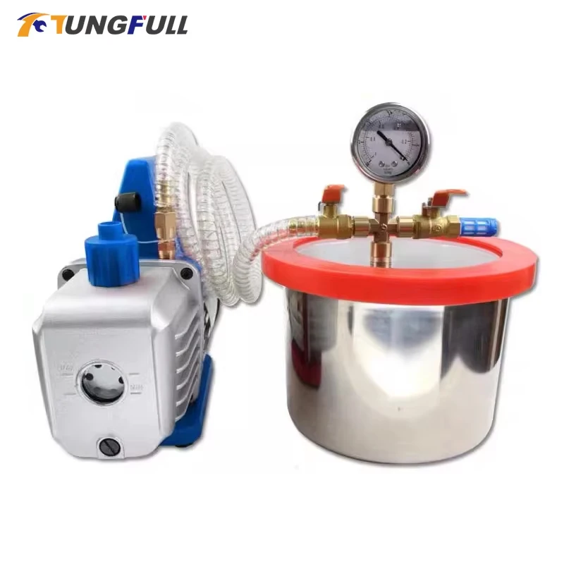 مكنسة من الفولاذ المقاوم للصدأ غرفة التفريغ 3L فراغ إزالة الرغوة برميل لراتنجات السيليكون AB لاصق 20x13 سنتيمتر غطاء أكريليك #1