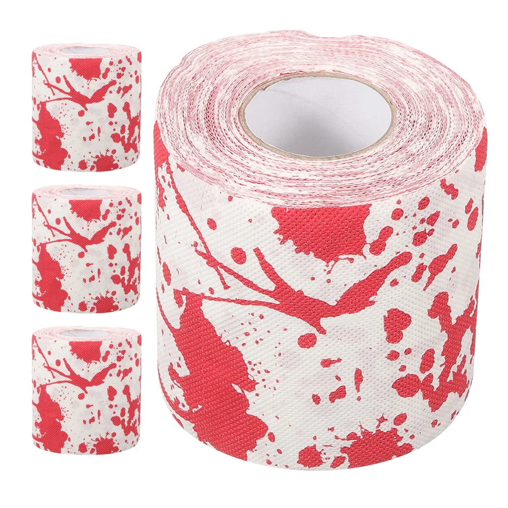 4 рулона туалетной бумаги на Хэллоуин, украшение с кровавым отпечатком руки, рулон салфеток с принтом, праздничные принадлежности для ванной комнаты, необычная туалетная бумага