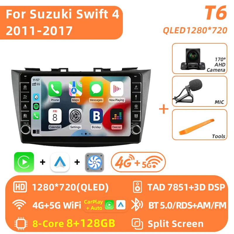 For Suzuki Swift 4 2011 - 2017 Car Radio Intelligent Android 16 Auto Multimedia Video Player Stereo CarPlay GPS Navigation 2 Din image 3