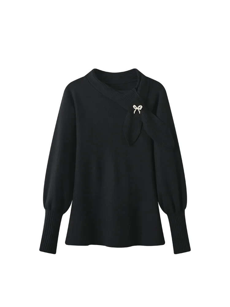 

Knot Long Sve Knitted Sweater Women's Autumn Winter New Sle plus Size Ele Slimming Trendy French Sle Kni...