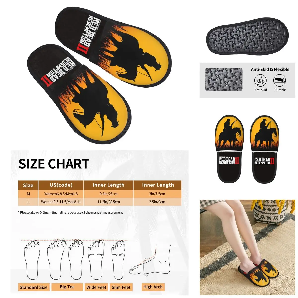 

Red Dead Redemption Men Women Furry slippers,fashion printing pantoufle homme Home slippers