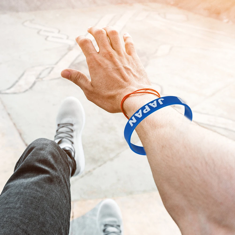 

4 Pcs Silicone Bracelet Bracelets for Women Trendy Arm Bands Events Flag Stack Football Silica Gel Warmers Aesthetic