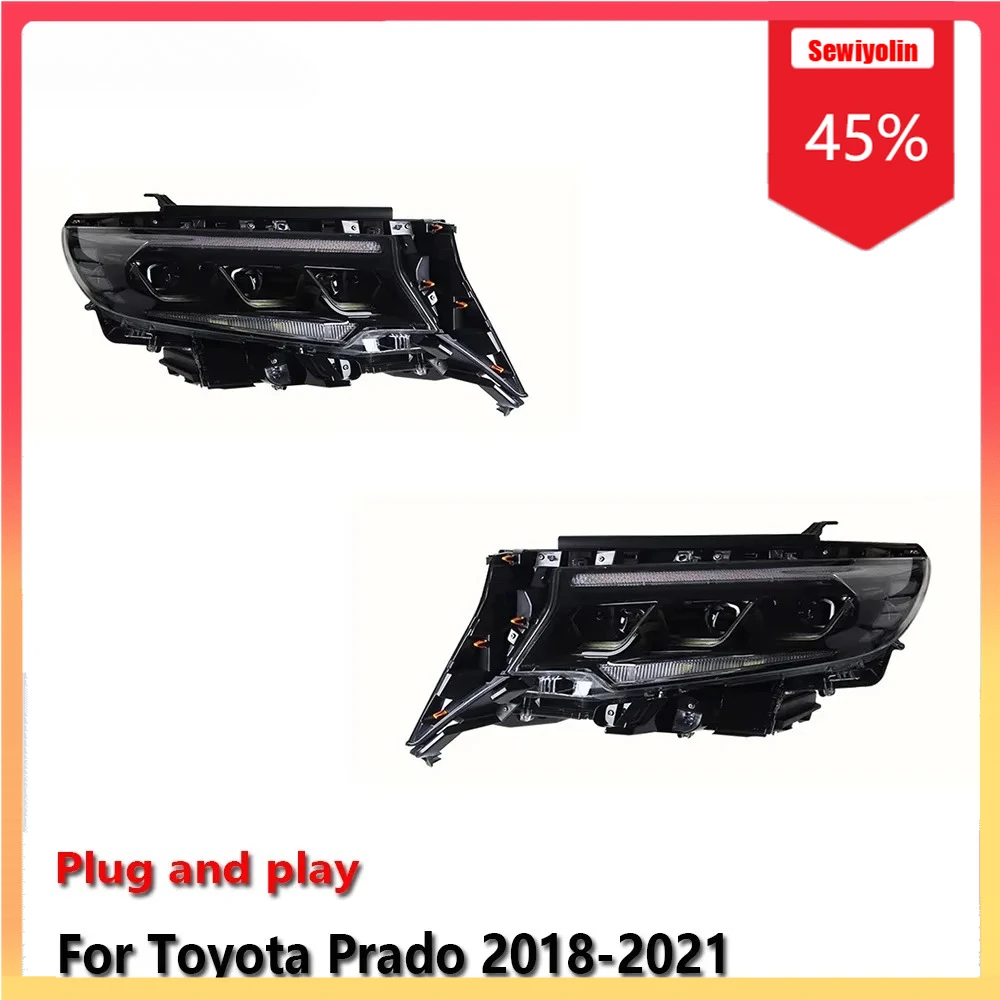 

Car LED Headlight Automobile Parts For Toyota Prado 2018-2021 Fog DRL Brake Turn Signal Lamp Plug and Play