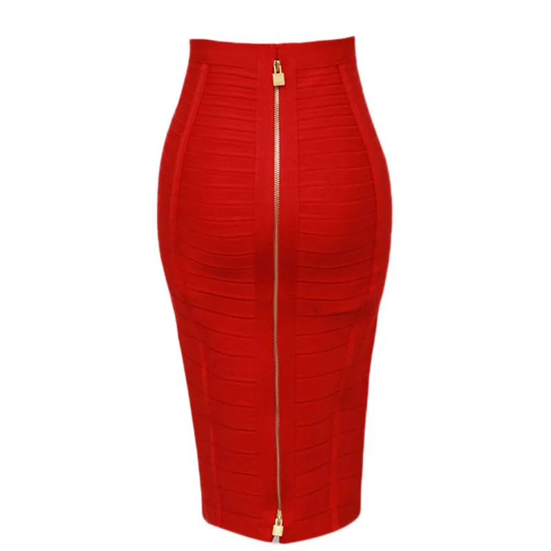 Women Summer Fashion Sexy Black Red Beige White Bandage Skirt 2026 Knitted Elastic Sweet Candy Color Pencil Skirt