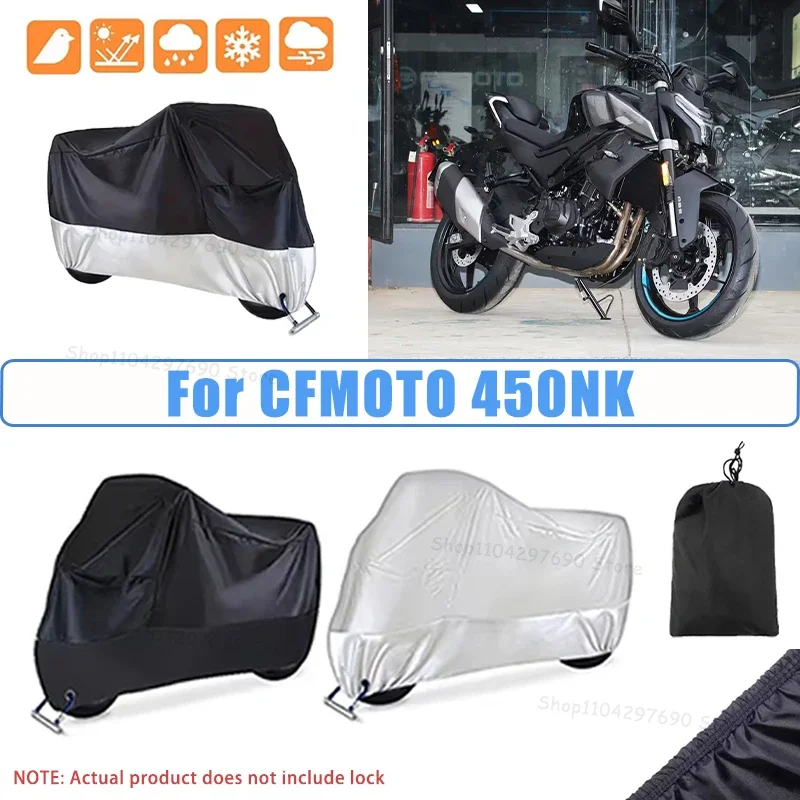 210D Oxford Motorcycle Cover Waterproof All Season UV Protection For CFMOTO 450NK Anti-Tear Windproof Motorbike Cover